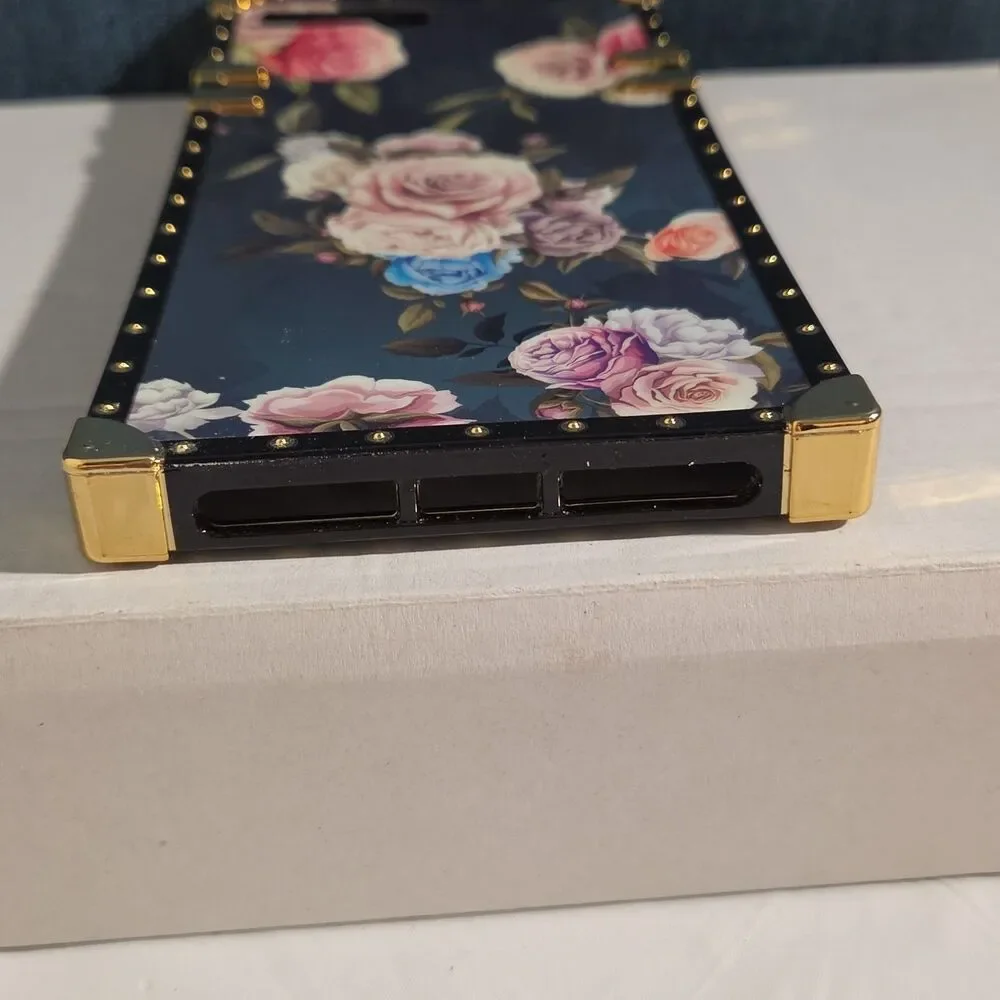 Luxury Trunk Rose Phone Case Gold Rivet Retro Cover